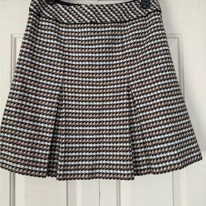 Talbots  Womens Houndstooth Plaid Pleated Preppy Wool  Skirt Size 4P